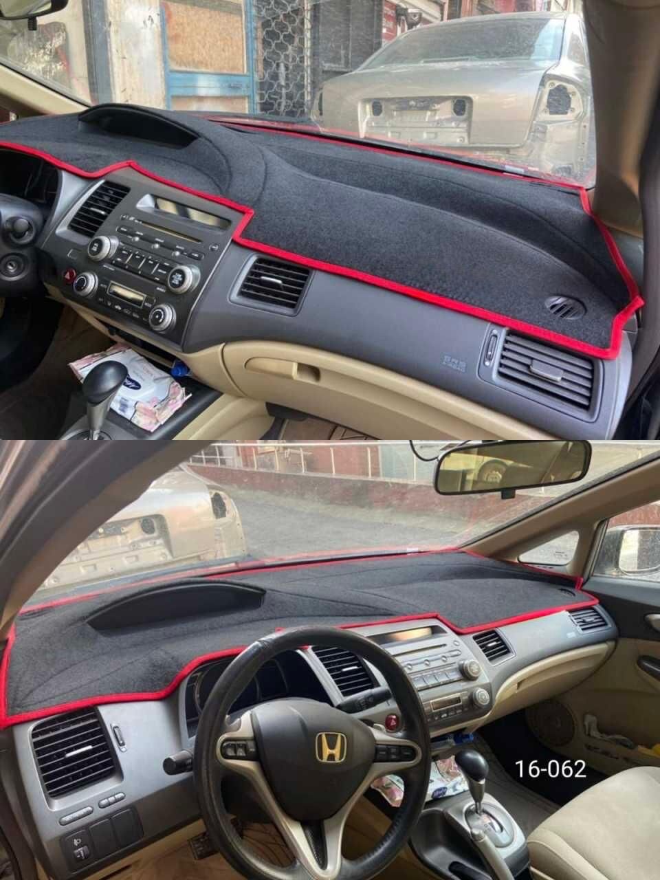 Honda Civic FD 6 Torpido Koruması Kırmızı 2005-2011 Modellerine Uygun Torpido Halısı